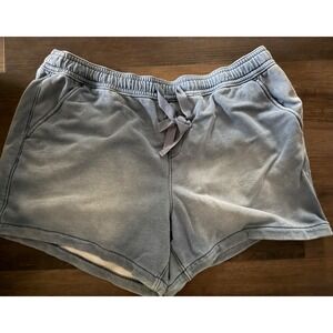 Lane Bryant Women 22 Blue Acid Wash French Terry Mid-Rise Pull-On Lounge Shorts